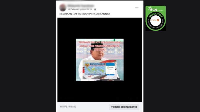Cek Fakta: Tidak Benar Video Ini Prabowo Umumkan Pencairan Bansos Rp 7 Juta per KTP