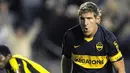 Aksi striker Boca Juniors, Martin Palermo seusai mencetak go ke gawang Deportivo Tachira (Venezuela) di laga Libertadores Cup Grup 2 yang digelar di La Bombonera Stadium, Buenos Aires, 30 April 2009. AFP PHOTO/Juan Mabromata 