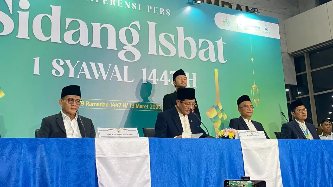 Menteri Agama Nasaruddin Umar usai memimpin sidang isbat, Kamis (19/3/2026).