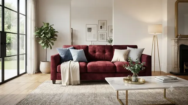 Warna Sofa Ruang Tamu Merah Marun