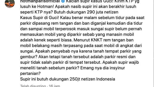 Unggahan Hotman Paris. (Foto: Dok. Instagram @hotmanparisofficial)