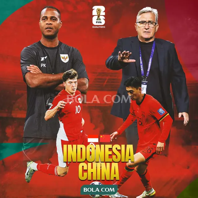 Kualifikasi Piala Dunia 2026 - Timnas Indonesia Vs  China - Ilustrasi Duel Pelatih dan Pemain