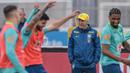 Sesi latihan kali ini menandai era Tim Samba bersama pelatih asal Italia, Carlo Ancelotti. (Nelson ALMEIDA/AFP)
