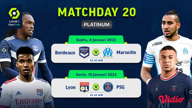 Link Live Streaming Liga Prancis 2021/2022 Matchday 20 di Vidio Pekan Ini