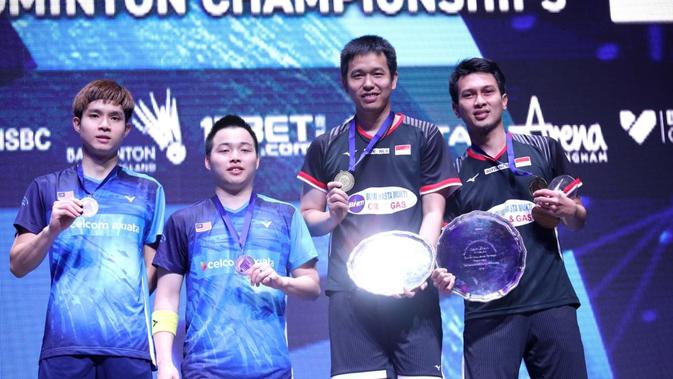 Mohammad Ahsan/Hendra Setiawan menjuarai All England 2019 di Birmingham Arena, Inggris, Minggu (10/3/2019). (PBSI).