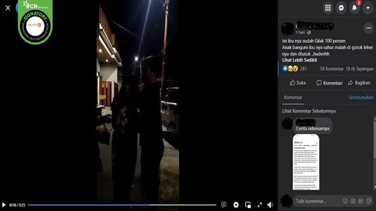 Gambar Tangkapan Layar Video yang Diklaim Anak Digorok oleh Ibunya karena Membangunan Sahur (sumber: Facebook).