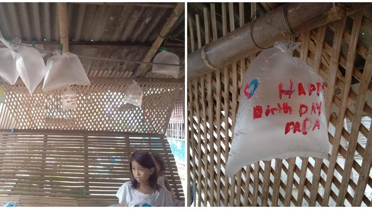 Tak Mampu Beli Balon, Bocah Ini Pakai Plastik untuk Rayakan Ulang Tahun Ayah
