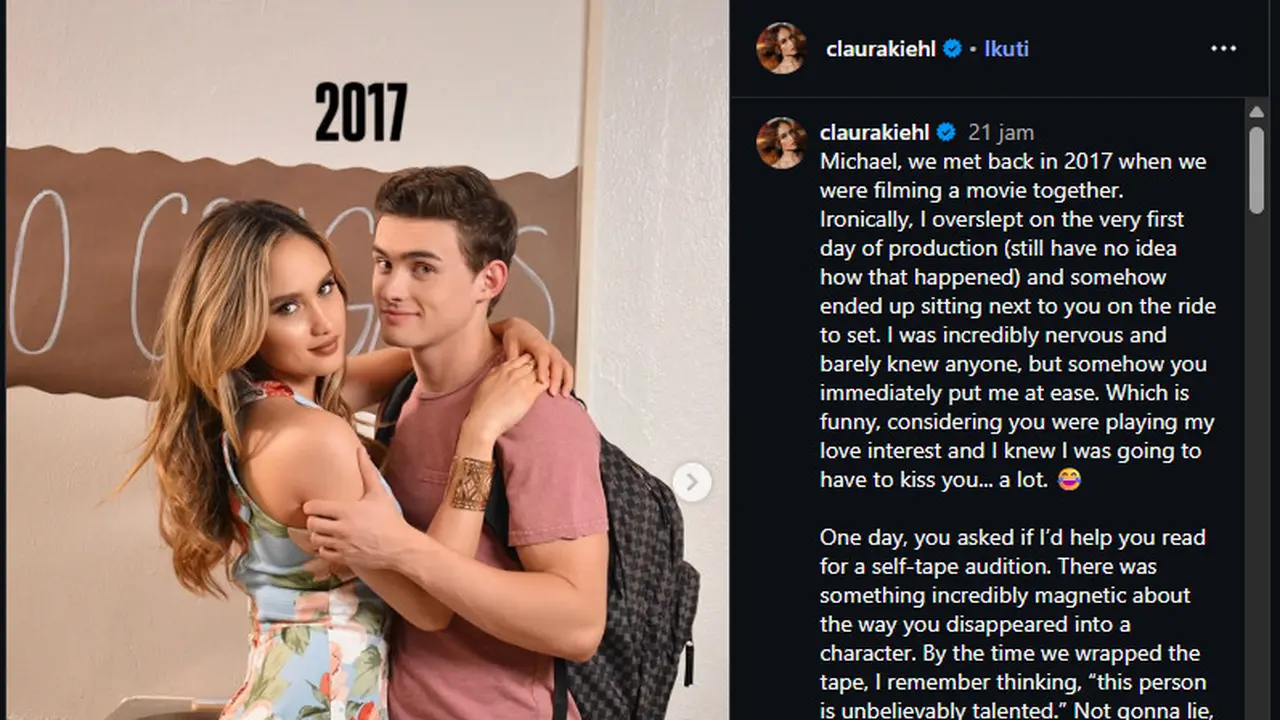 Postingan Cinta Laura tentang kisahnya dengan sahabatnya, Michael Johnston yang diunggah, Minggu (6/7/2026). (Instagram/@claurakiehl)