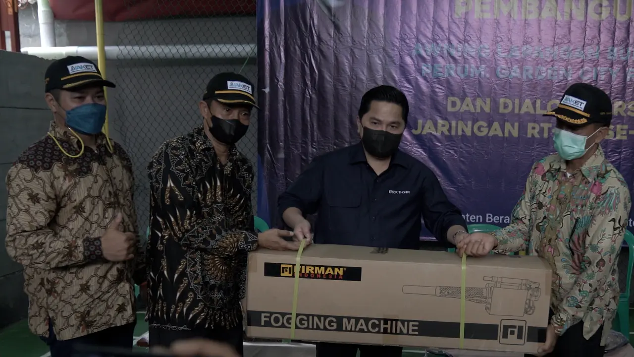 Erick Thohir Serap Asiprasi Warga dan Berikan Alat Fogging untuk Warga Banten
