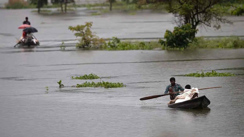 Penampakan Banjir yang Merendam Assam India