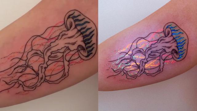 Potret Desain Tato Unik, Dapat Menyala Saat Terkena Sinar UV. (Sumber: Instagram/_____tukoi_____)