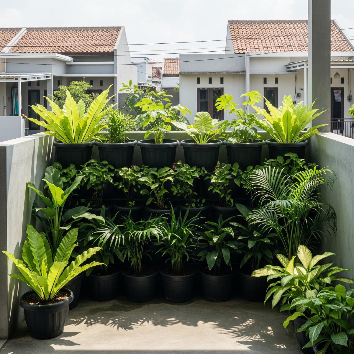 Inspirasi Living Fence dari Tanaman Berlapis (AI Generated)