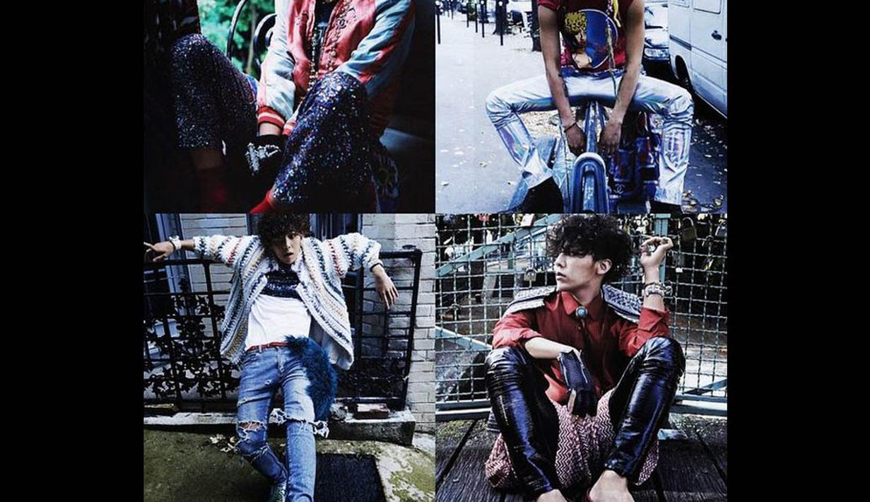 Di sini, G-Dragon menunjukkan sisi jenaka dalam pemotretan. Salah satunya, saat G-Dragon menggigit syal yang dikenakannya. (instagram.com/xxxibgdrgn)
