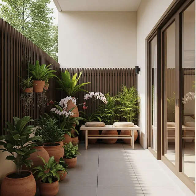 9 Desain Teras Minimalis Tanpa Halaman dengan Kebun Pot, Solusi Hijau di Lahan Terbatas