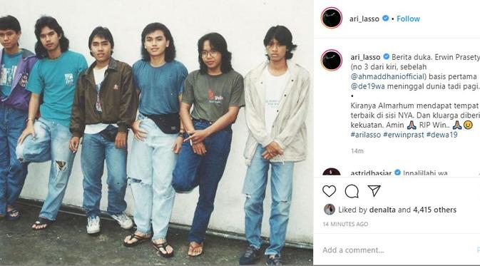 Potret Dewa 19 formasi lama. (Instagram @ari_lasso)
