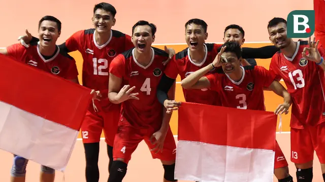 Foto: Kegembiraan Timnas Bola Voli Putra Indonesia saat Catatkan Hattrick Emas SEA Games di Kamboja