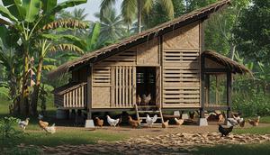Desain kandang ayam kampung modern tapi tetap natural dan tradisional. [Foto: Gemini]