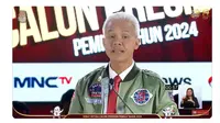 Calon presiden nomor urut 3 Ganjar Pranowo saat debat capres ketiga yang digelar KPU pada Minggu (7/1/2024) di Istora, Senayan, Jakarta. (Tangkapan Layar YouTube KPU RI)