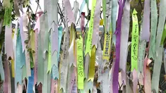 Pita yang mengharapkan perdamaian dan penyatuan kembali Semenanjung Korea digantung di pagar militer di taman perdamaian Imjingak dekat Zona Demiliterisasi (DMZ) yang memisahkan kedua Korea di Paju pada tanggal 14 Oktober 2024. (JUNG YEON-JE/AFP)