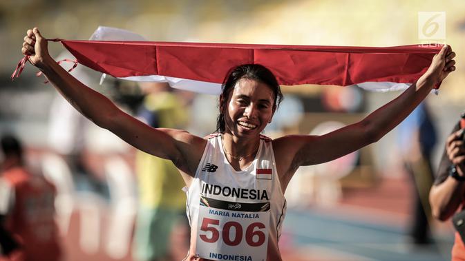 Atlet Lompat Jauh Indonesia, Maria Natalia Londa. (Liputan6.com/Faizal Fanani)