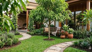 Desain Taman Rumah dengan Pohon Buah Kecil (created by AI)