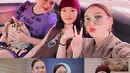 Tak hanya berdua, Ayu Ting-Ting dan Bilqis juga nonton konser bareng Vicky Shu yang pakai slim fit dress. Slim fit dress ungu itu terlihat mencolok dengan grafis BTS [@ayutingting92]