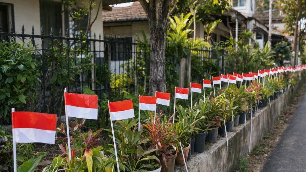 Ide Hiasan Jalan Kampung 17 Agustus dengan Barang Bekas yang Hemat Biaya (AI Generated)