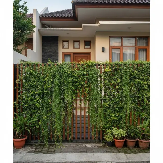 Pagar Kombinasi Tanaman Rambat (Living Wall) (Gemini AI)