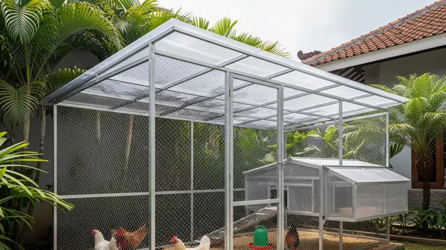Kandang Ayam Besi dengan Atap Transparan