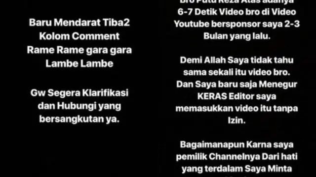 Atta meminta maaf kepada Putu atas kelalaiannya. © Instagram/attahalilintar