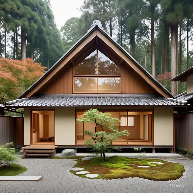 Model Rumah 2 Lantai Atap Segitiga Gaya Jepang Modern