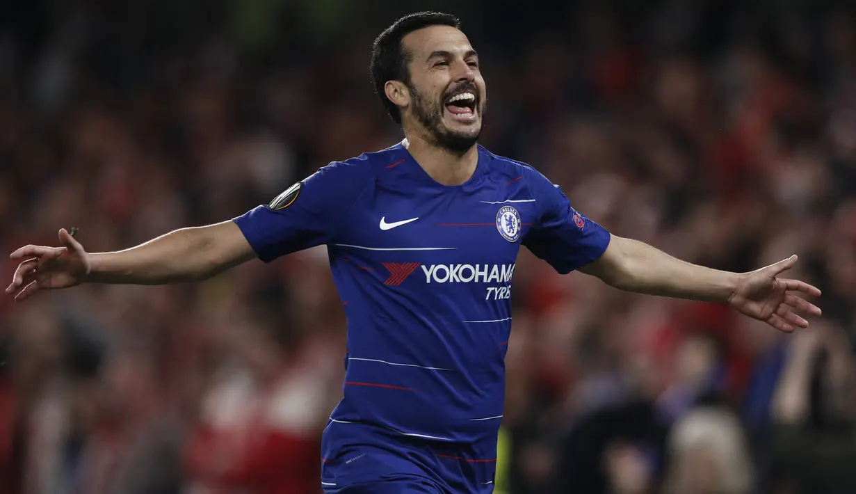 Pedro Rodriguez. Sayap kanan Spanyol ini memperkuat Chelsea selama 5 musim mulai 2015/2016 hingga 2019/2020 usai didatangkan dari Barcelona. Tampil dalam 206 laga dengan torehan 43 gol dan 28 assist, ia menyumbang 1 trofi Premier League, 1 Piala FA dan 1 Piala Liga Europa. (AFP/Adrian Dennis)