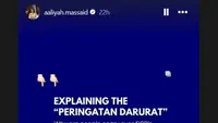 Aaliyah Massaid Ikut Dukung Peringatan Darurat, Unggah Soal PHK sampai UU Kekerasan Seksual di Instagram.&nbsp; foto: Insta Story @aaliyah.massaid