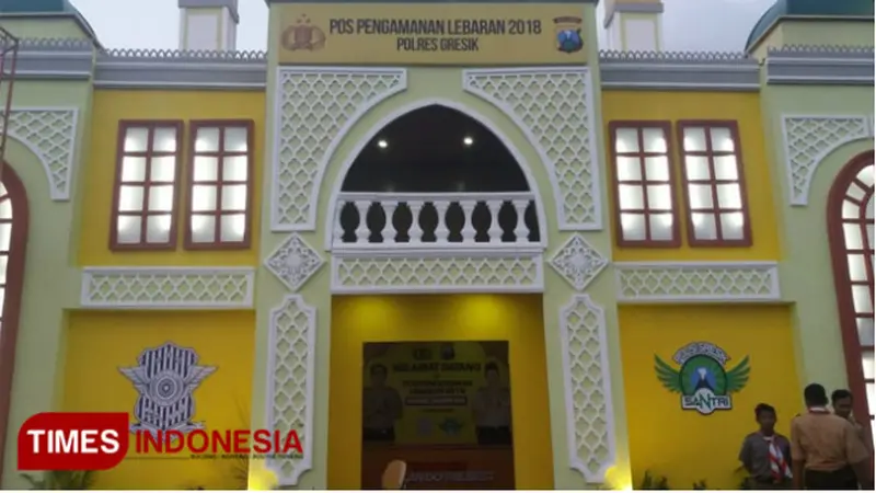 Pos Pengamanan Mudik di Gresik Dibangun Seperti Masjid Polda Jatim