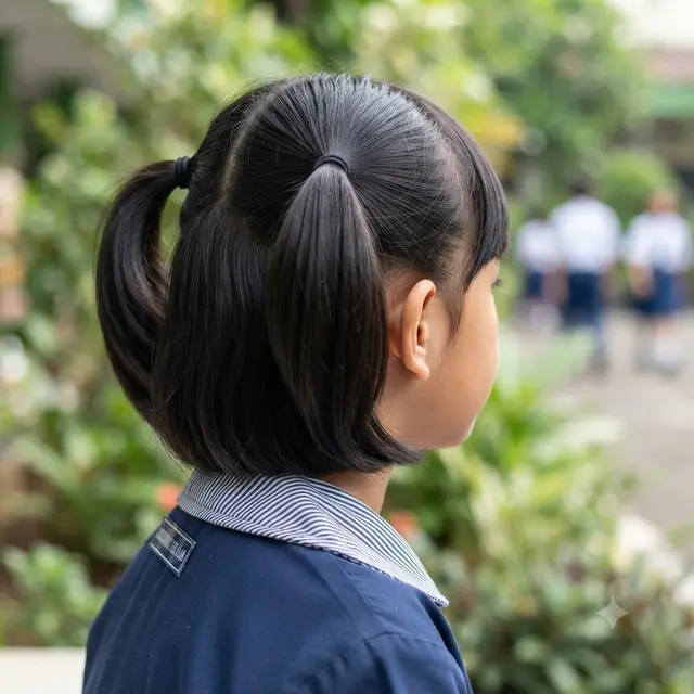 Model Kuncir Rambut Anak Sekolah untuk Rambut Pendek