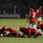 Ada tradisi unik yang selalu diperlihatkan para pemain Timnas Indonesia U-19, yakni bersujud syukur usai berhasil menjebol gawang lawan dan memenangkan pertandingan. (Liputan6.com/Helmi Fithriansyah)