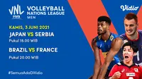 Streaming Big Match Men’s Volleyball Nations League 2021 di Vidio, Kamis 3 Juni 2021. (Sumber : dok. vidio.com)
