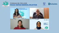 Diskusi Kontribusi Lintas Sektor Wujudkan Masa Depan Indonesia yang Berkelanjutan dalam webinar Unilever dengan tema SUSTAINABILITY DAY, Senin (23/11/2020).