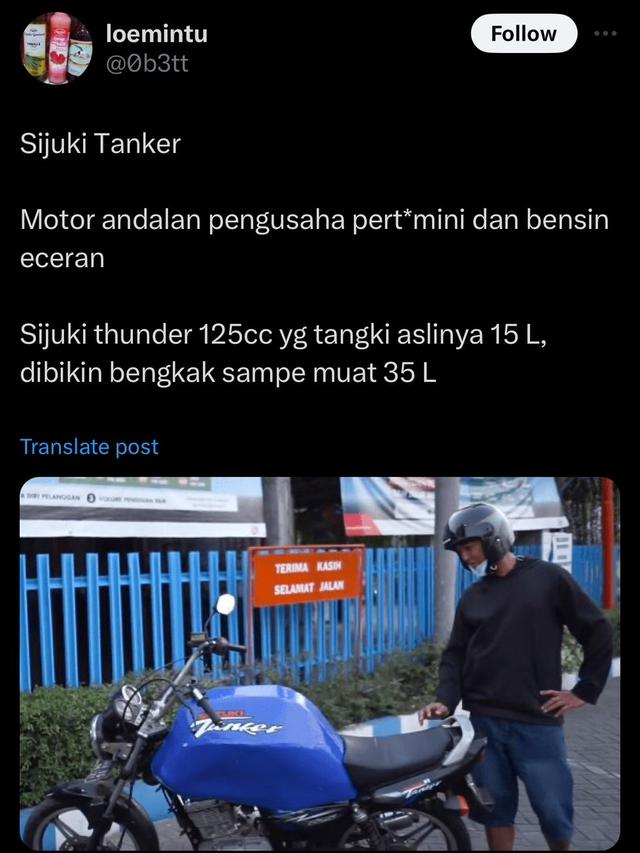10 Potret Suzuki Thunder Saat Menguras SPBU, Banyak Dipakai Para Penjual Bensin Eceran