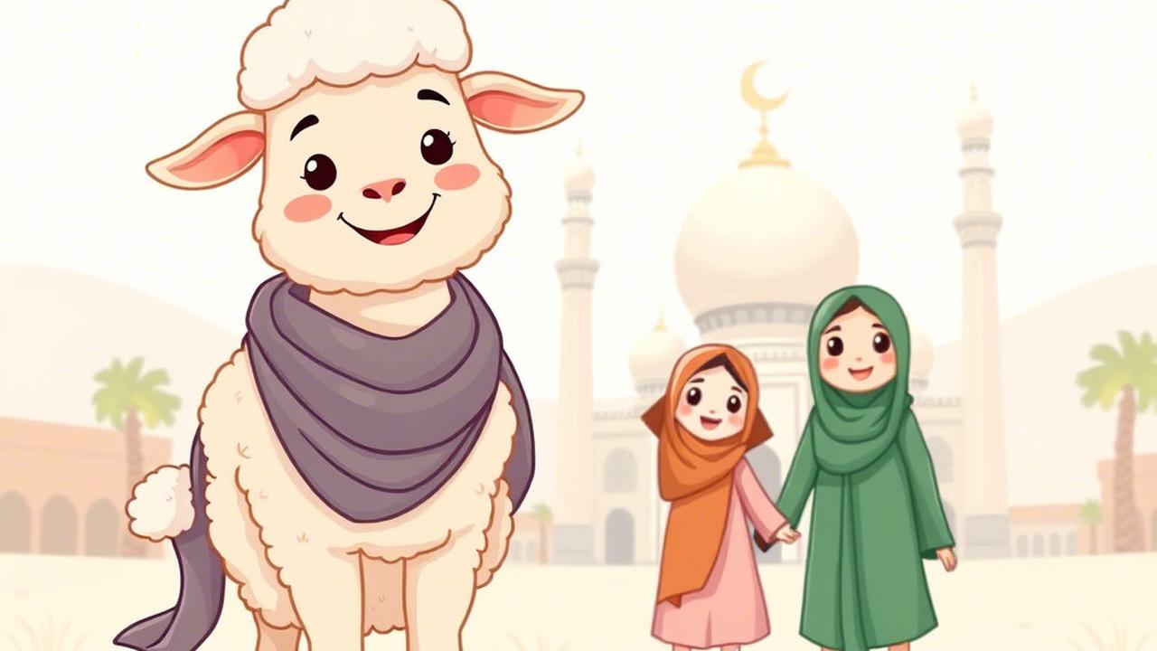 Background Idul Adha Kartun/Ilustrasi: Lucu dan Menggemaskan
