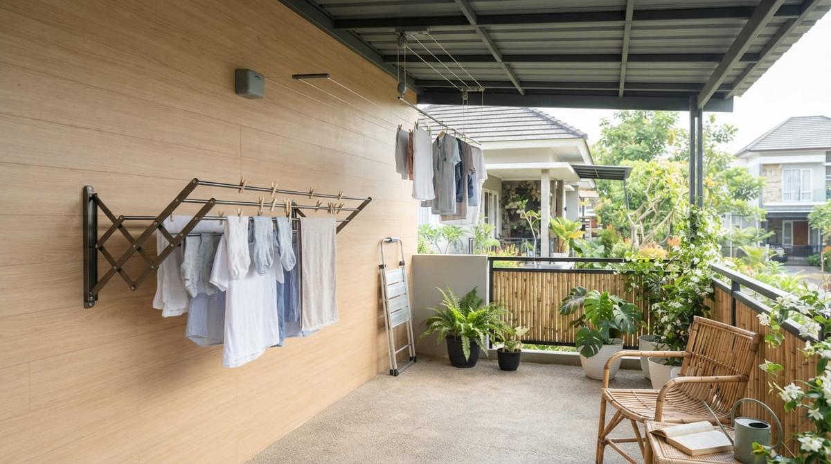 Cara Membuat Jemuran di Teras Rumah Agar Rapi, Hemat Tempat, dan Tidak Kehujanan