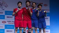 Ganda putri China, Chen Qingchen/Jia Yifan meraih gelar Malaysia Terbuka 2019 setelah mengalahkan sesama rekannya Du Yue/Li Yinhui. (AFP/Sadiq Asyraf)