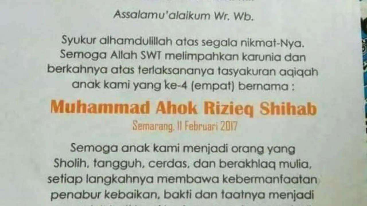 Ketika Ahok dan Rizieq Shihab Berdamai Dalam Nama Seorang Bayi