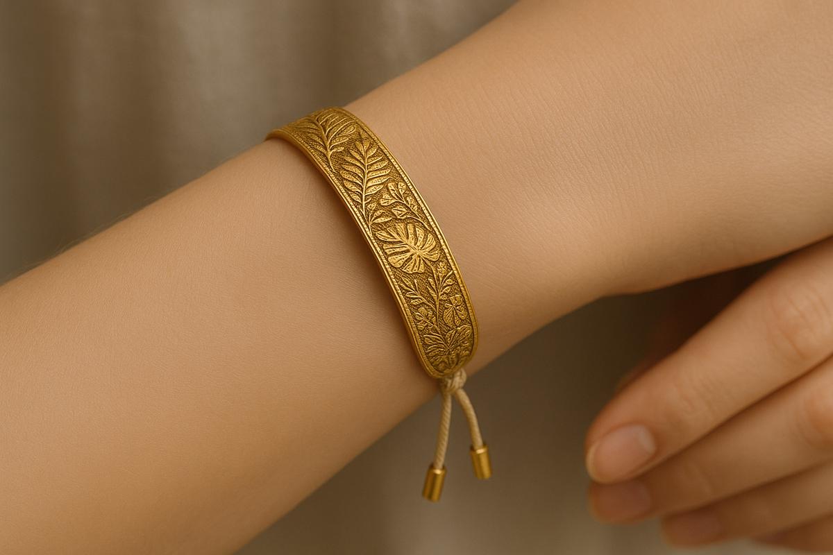 Ilustrasi Gelang Tali Emas Bermotif