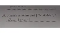 6 Jawaban Anak SD di Soal Ujian Bahasa Indonesia Ini Kocak (sumber: Twitter/txtdaripelajar)