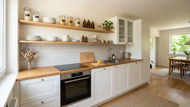 Desain Dapur Kecil dengan Rak Terbuka