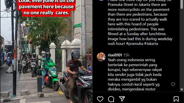 Bule Rekam Para Pengendara Motor yang Naik ke Atas Trotoar di Jalan Pramuka: Gak Ada yang Peduli