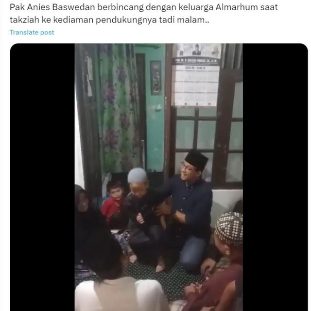 Anies Baswedan Berkunjung ke Rumah Pendukungnya yang Meninggal Dunia Saat Kampanye Akbar
