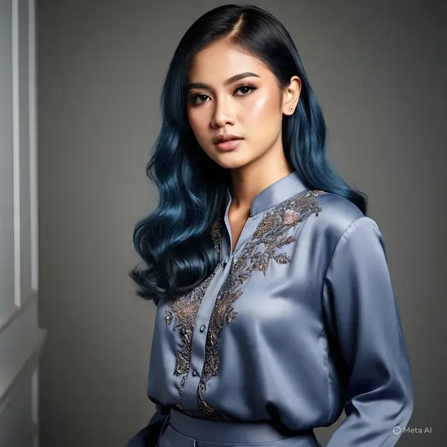 Inspirasi Cat Rambut Warna Biru Glossy Black-Blue Hair