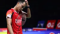 Aksi Anthony Sinisuka Ginting saat menghadapi HS Prannoy pada Thomas Cup 2024. (Dok. Bola.com/PBSI)